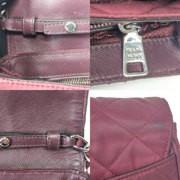 PRADA Impuntu Tessuto Quilted Nylon Chain Crossbody Bag Granato Shoulder Bag - Picture 5 of 16